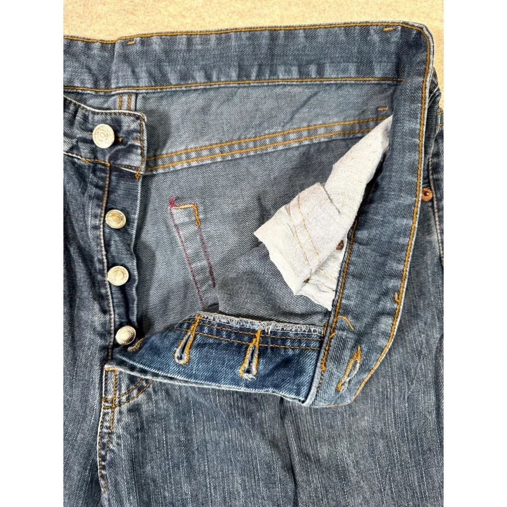 Levis 501 Straight Leg Jeans Men 36x34 Blue Denim Mid Rise Button Fly Streetwear